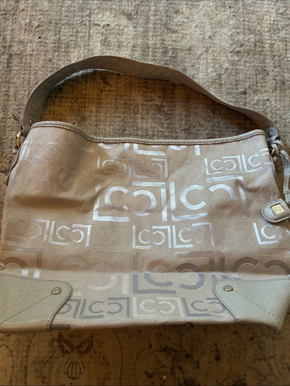 Liz Claiborne Y2K Logo Bag silver/ tan